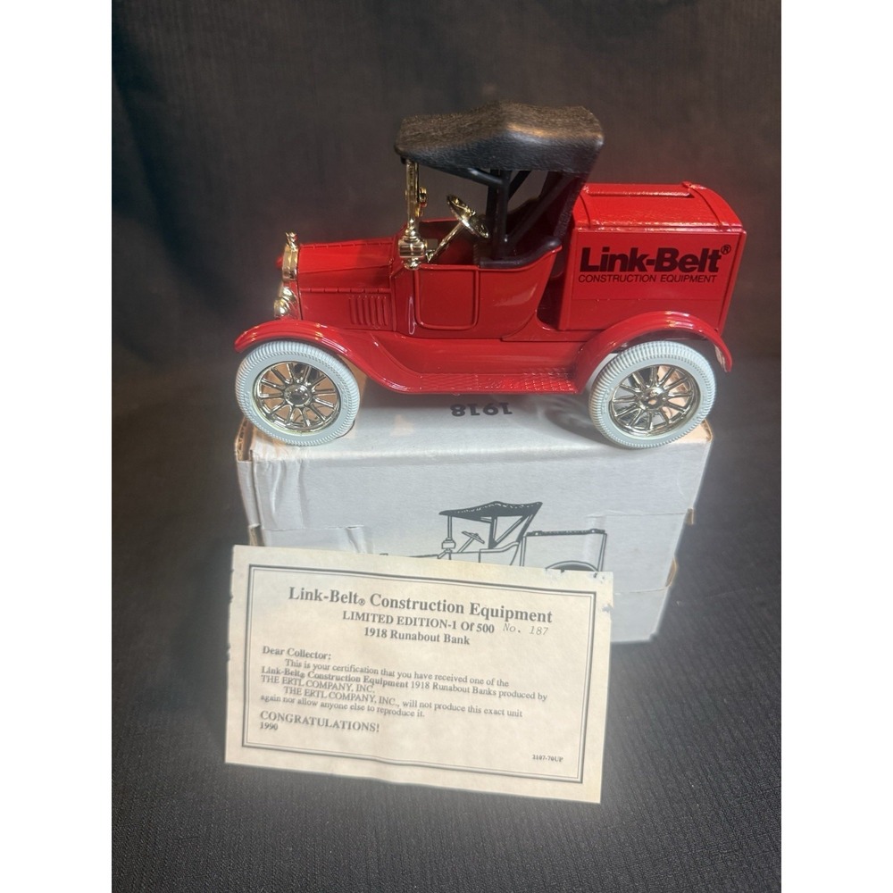 Link-Belt Construction ERTL Ford 1918 Runabout Model T Bank 1:25 NIB 187/500